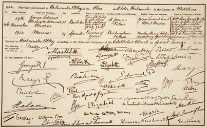 Die Heiratsurkunde des Herzogs und der Herzogin von Kent, 29. November 1934